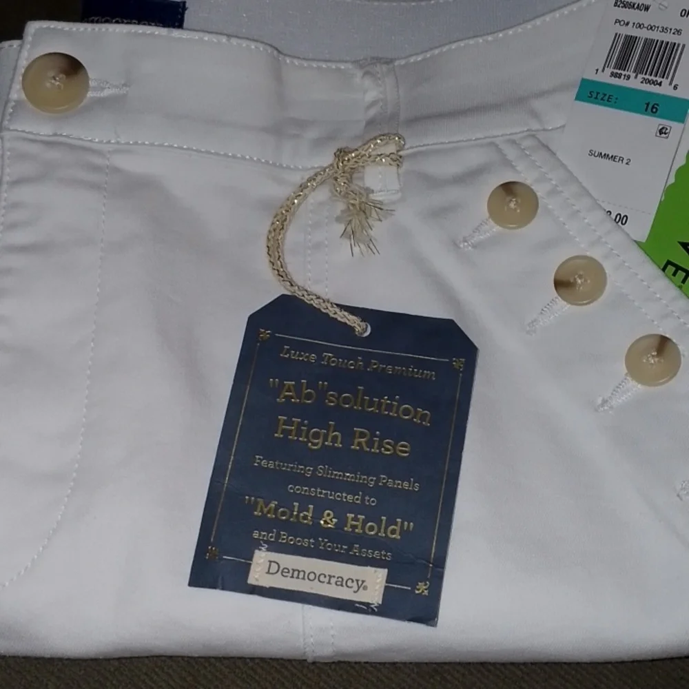 Retro Boho 16 Ab Solution Crop Cargo Carpenter Slimming White Jeans New - Picture 6 of 9